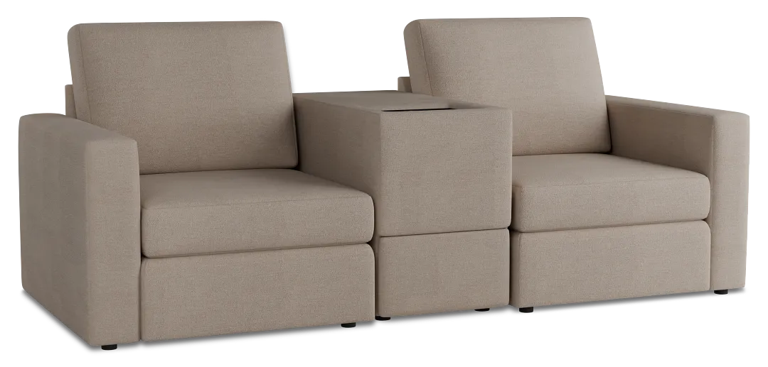 Citymod Beige Fabric 3-piece Modular Sofa With Media Console