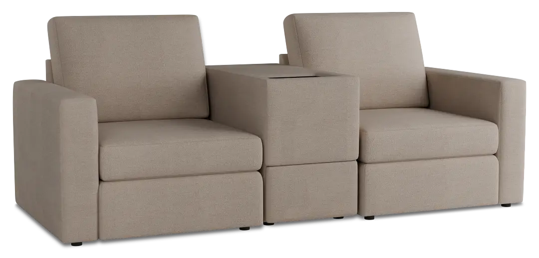 Citymod Beige Fabric 3-piece Modular Sofa With Media Console Citymod Beige Fabric 3-piece Modular Sofa With Media Console