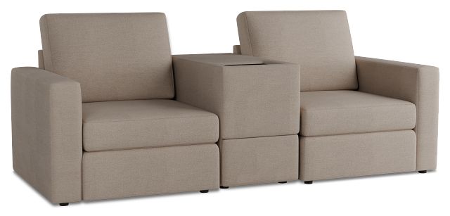 Citymod Beige Fabric 3-piece Modular Sofa With Media Console