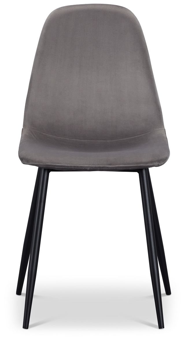 Havana Light Gray Velvet Upholstered Side Chair W/ Black Legs