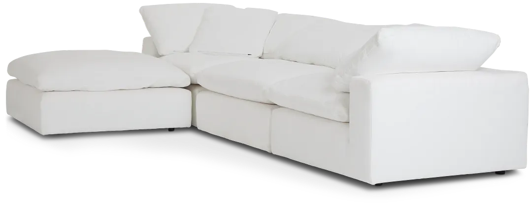Nixon White Fabric 4-piece Bumper Sectional