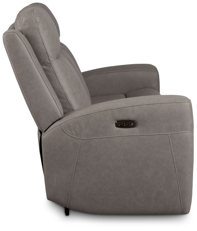Colton Light Gray Micro Power Reclining Sofa W/ Power Headrest
