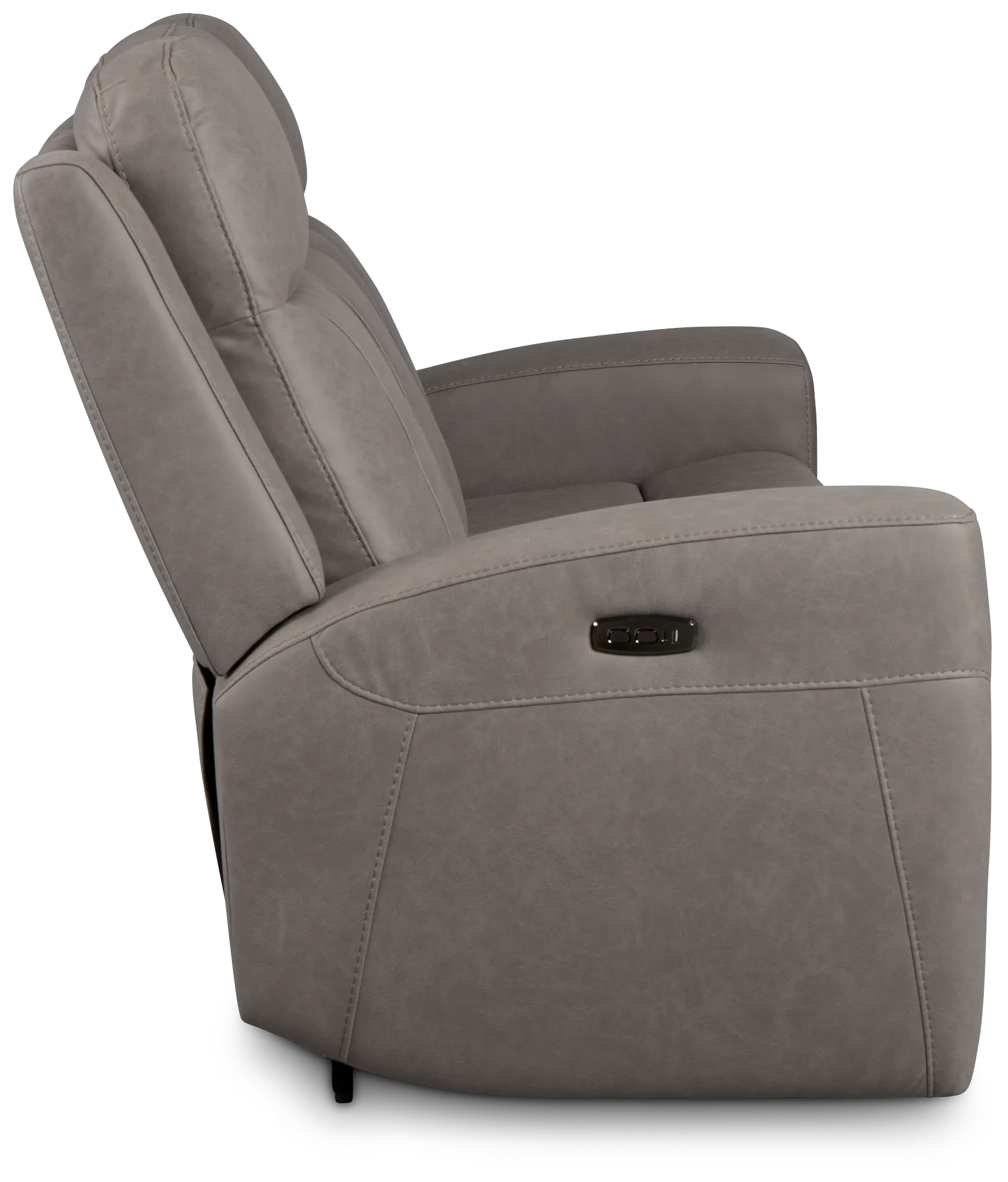 Colton Light Gray Micro Power Reclining Sofa W/ Power Headrest