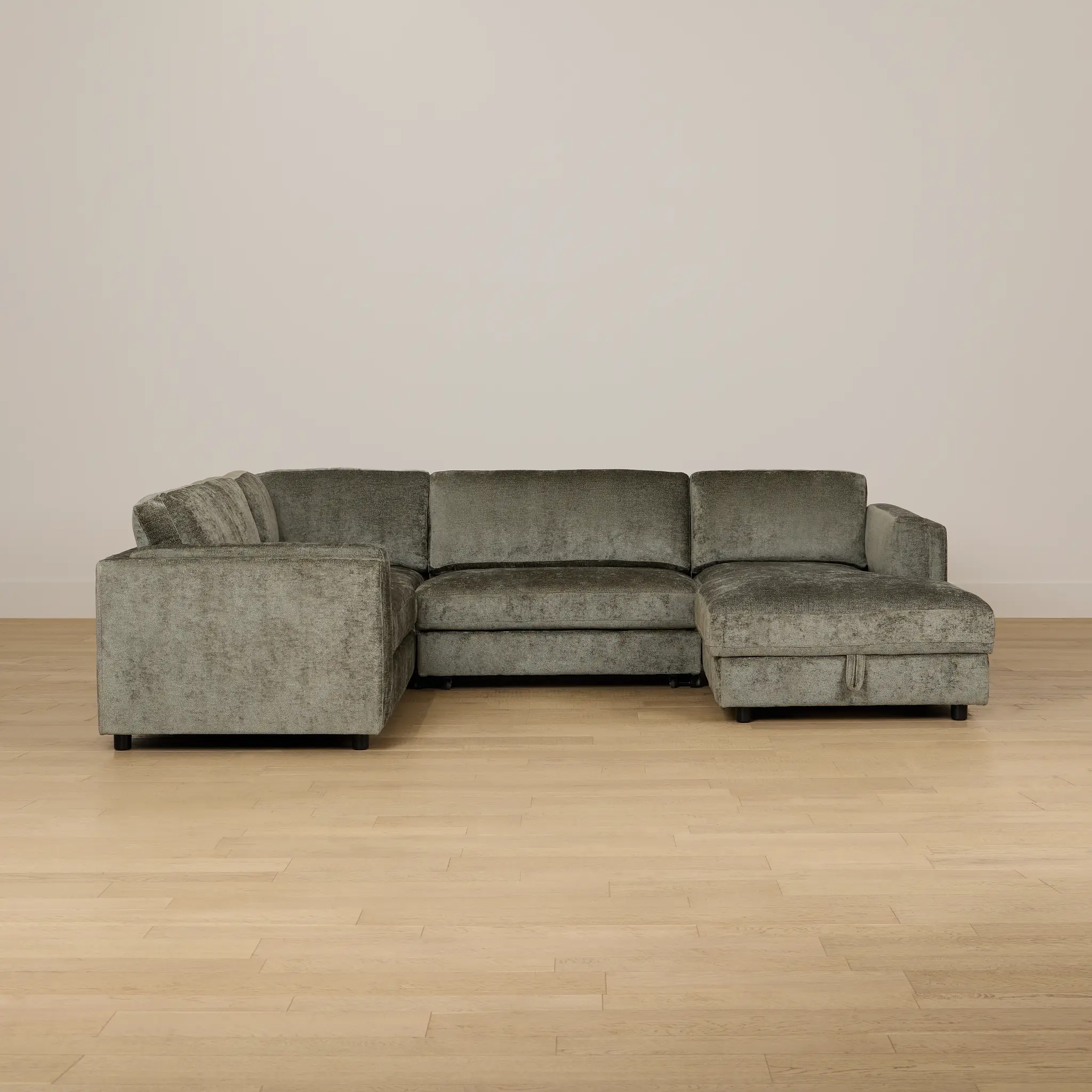 Farren Dark Green Fabric Medium Right Chaise Sleeper Sectional Farren Dark Green Fabric Medium Right Chaise Sleeper Sectional