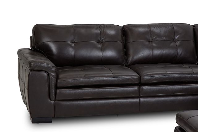 Braden Dark Brown Leather Medium Right Chaise Sectional