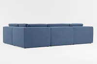 Destin Revenue Dark Blue Fabric 6-piece Pit Sectional