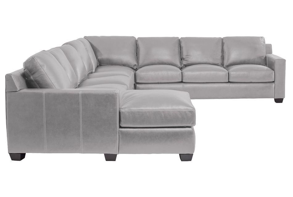 Carson Gray Leather Large Left Chaise Memory Foam Sleeper ...