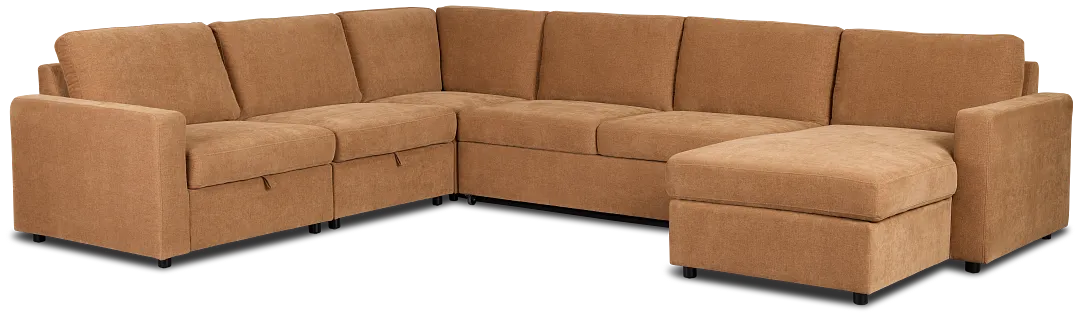 Addie Brown Fabric Medium Right Chaise Storage Sleeper Sectional