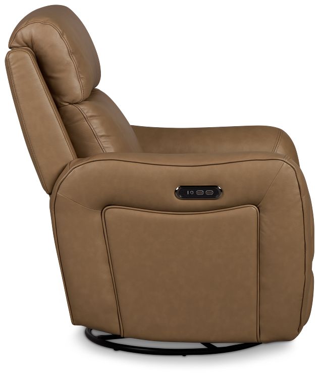 Julian Brown Lthr/vinyl Power Swivel Glider Recliner