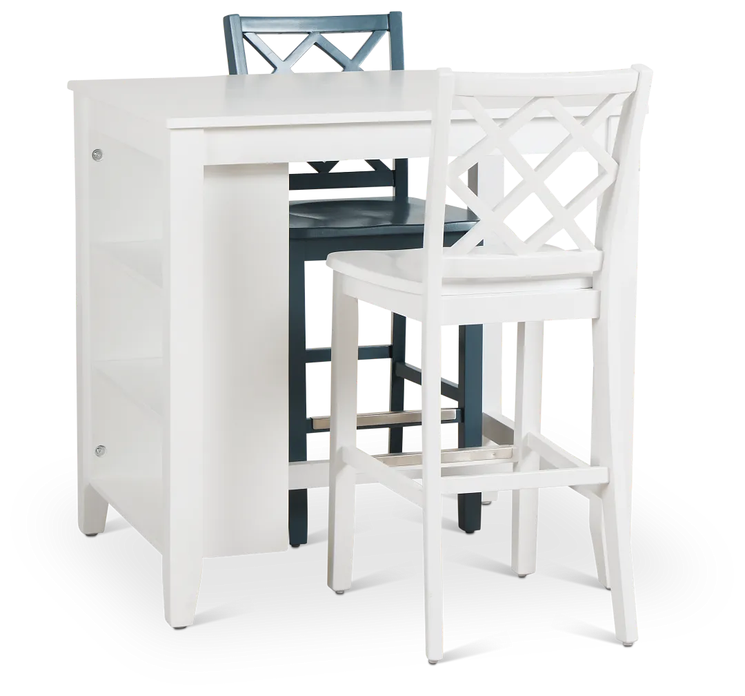 Edgartown White Storage High Table & Mixed Barstools