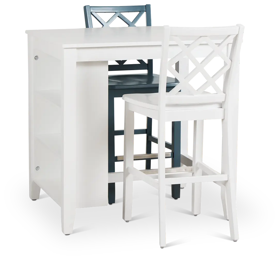 Edgartown White Storage High Table & Mixed Barstools Edgartown White Storage High Table & Mixed Barstools