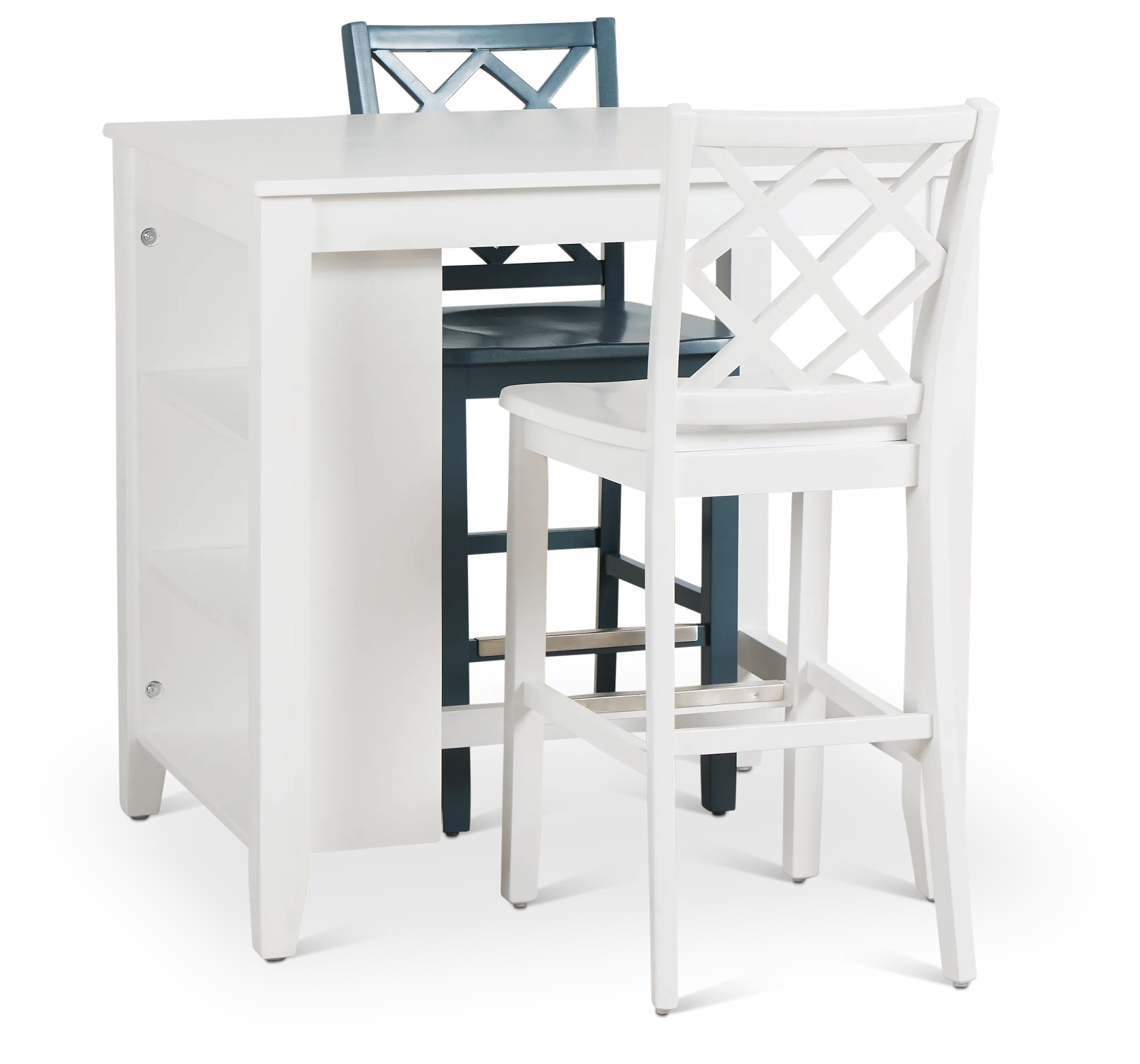 Edgartown White Storage High Table & Mixed Barstools