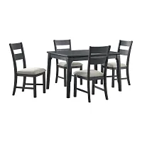 Kerensa Black Rect Table & 4 Upholstered Chairs