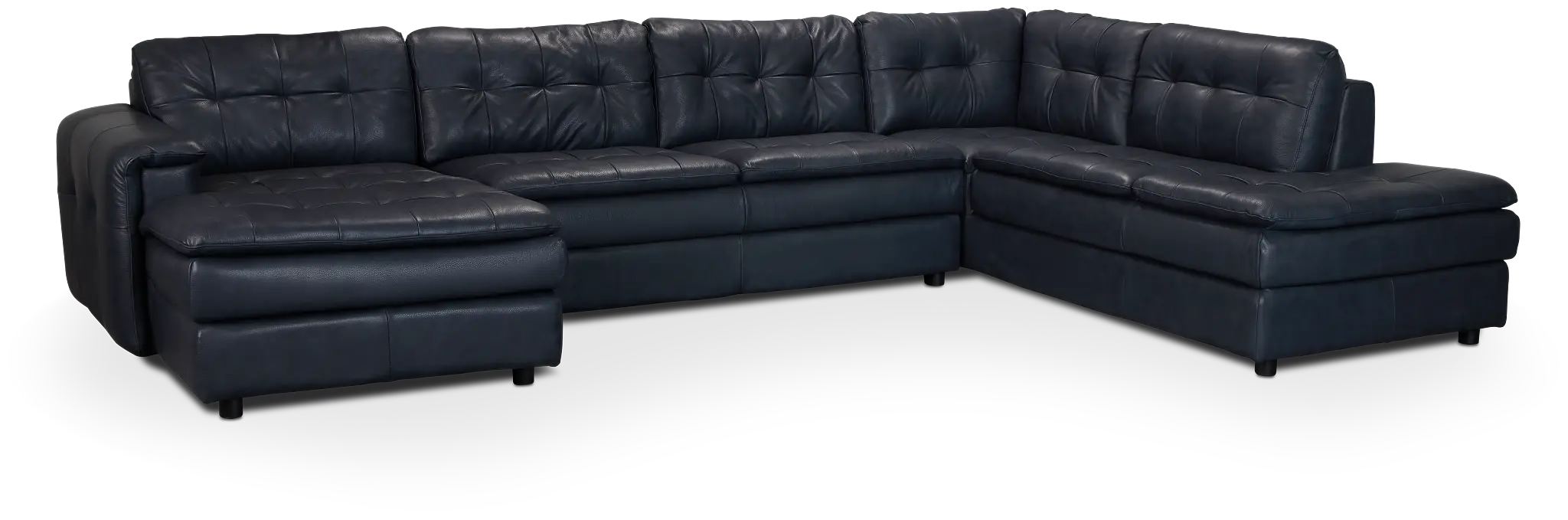 Rowan Navy Leather U-shaped Sectional W/ Right Bumper Rowan Navy Leather U-shaped Sectional W/ Right Bumper