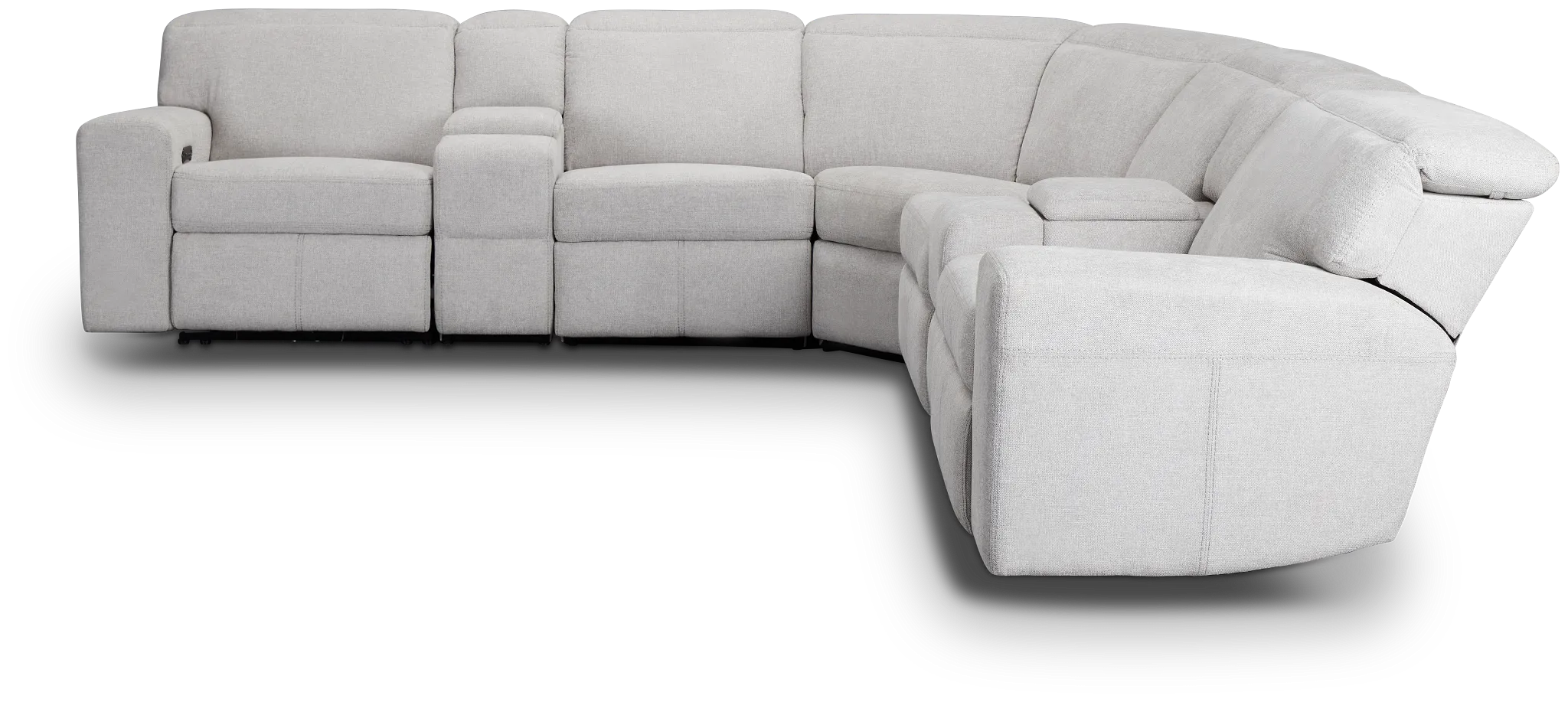 Callum Light Gray Fabric Large Dual Power Reclining Two-arm Sectional