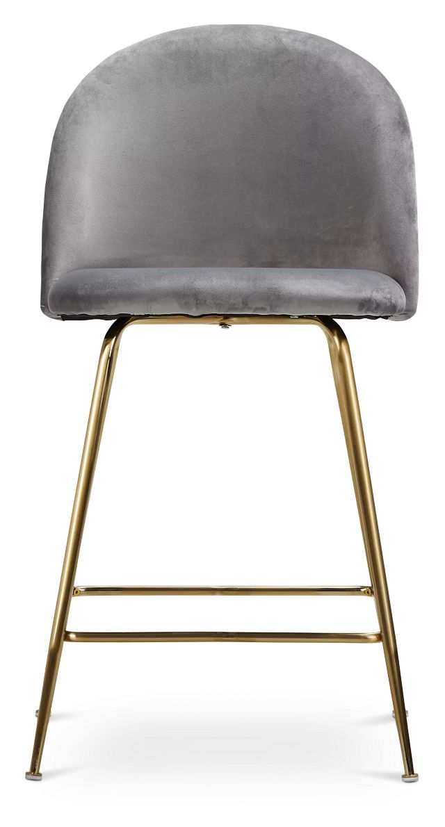Capri Grayvelvet Upholstered 24" Barstools W/gold Legs