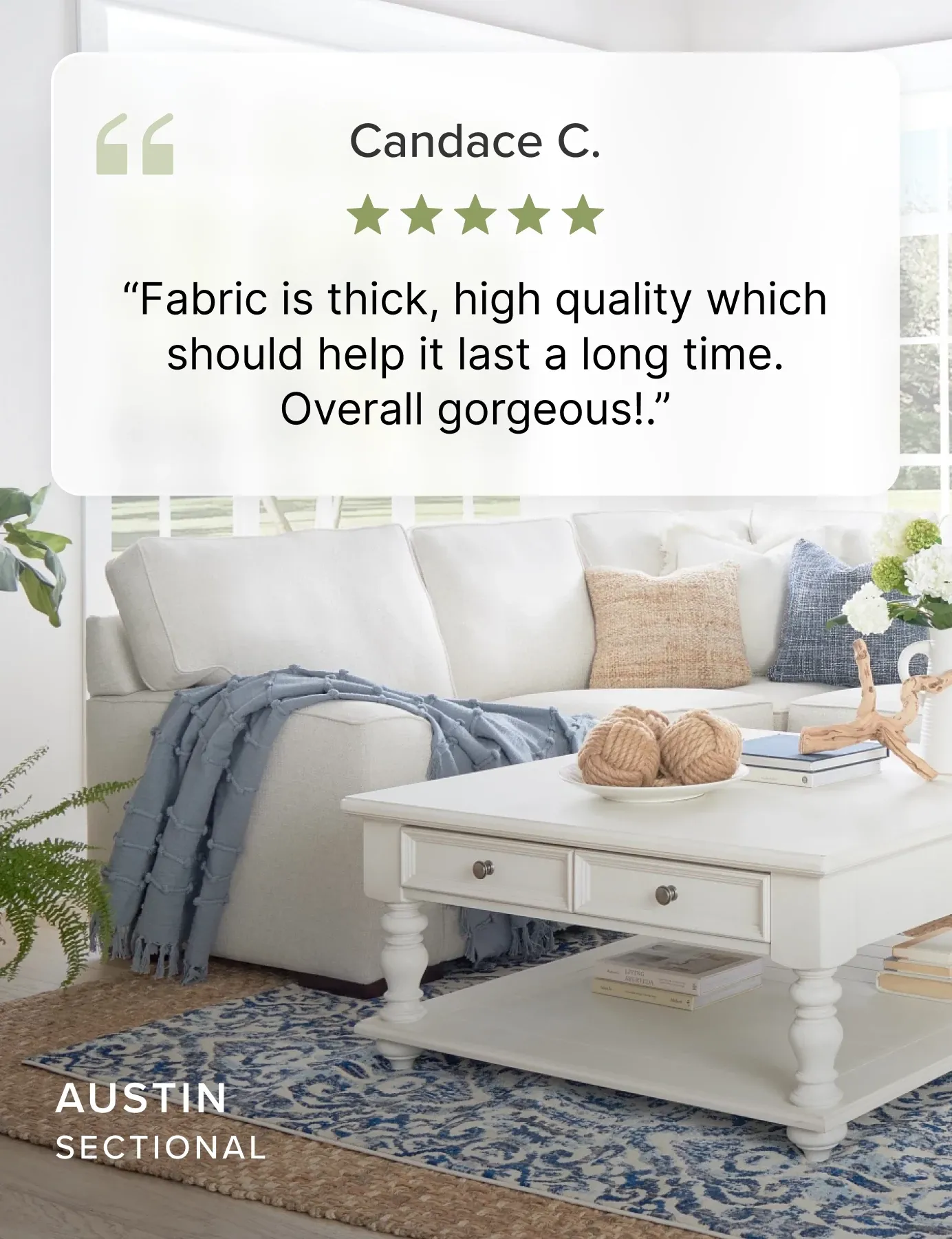 Austin Sectional. Fabric Is Thick, High Quality Which Should Help It Last A Long Time. Review From Candace C. Shop Now.