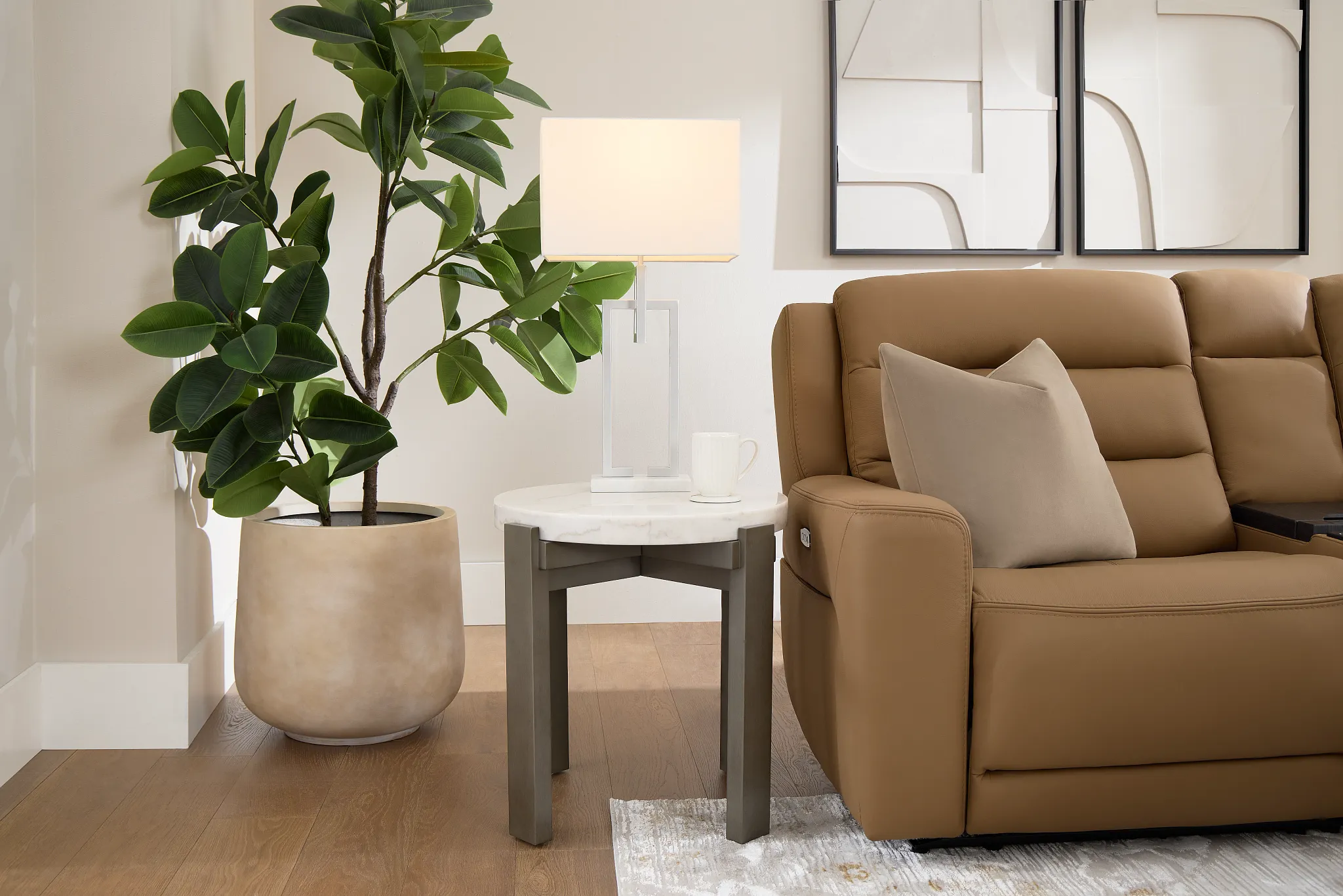 Kaleb White Marble End Table