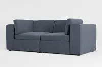 Destin Victory Dark Blue Fabric 2-piece Modular Sofa