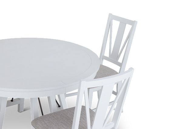 Heron Cove White Round Table & 4 Upholstered Chairs