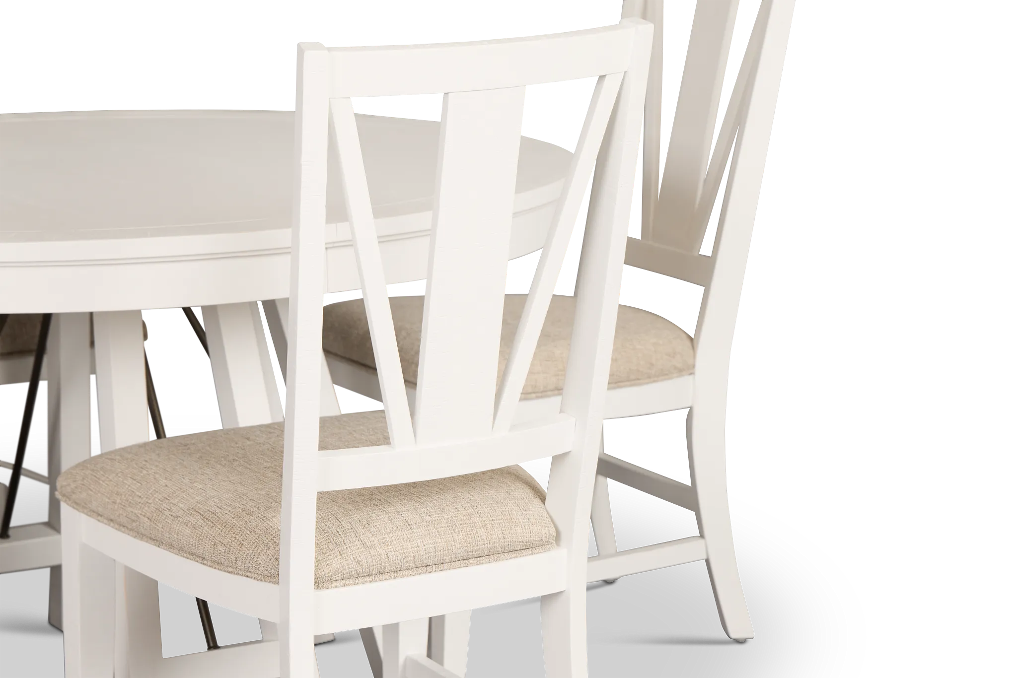 Heron Cove White Round Table & 4 Wood Chairs