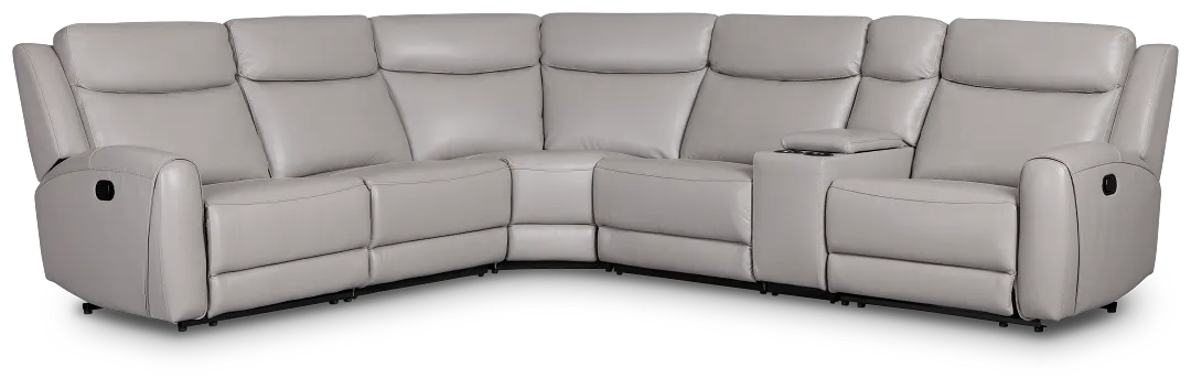 Walker Light Gray Lthr/vinyl Medium Dual Manual 2-arm Sectional