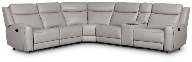 Walker Light Gray Lthr/vinyl Medium Dual Manual 2-arm Sectional