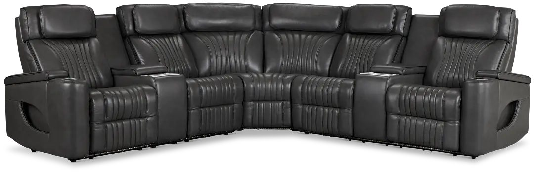 Nova Dark Gray Lthr/vinyl Medium 2-arm Quadruple Power Massage Sectional Nova Dark Gray Lthr/vinyl Medium 2-arm Quadruple Power Massage Sectional
