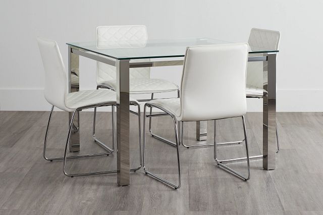 Skyline White Square Table & 4 Metal Chairs (0)