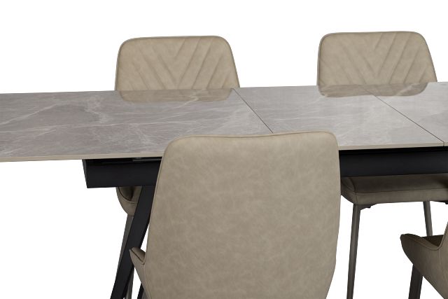 Maricopa Gray Extension Table & 4 Light Gray Upolstered Chairs