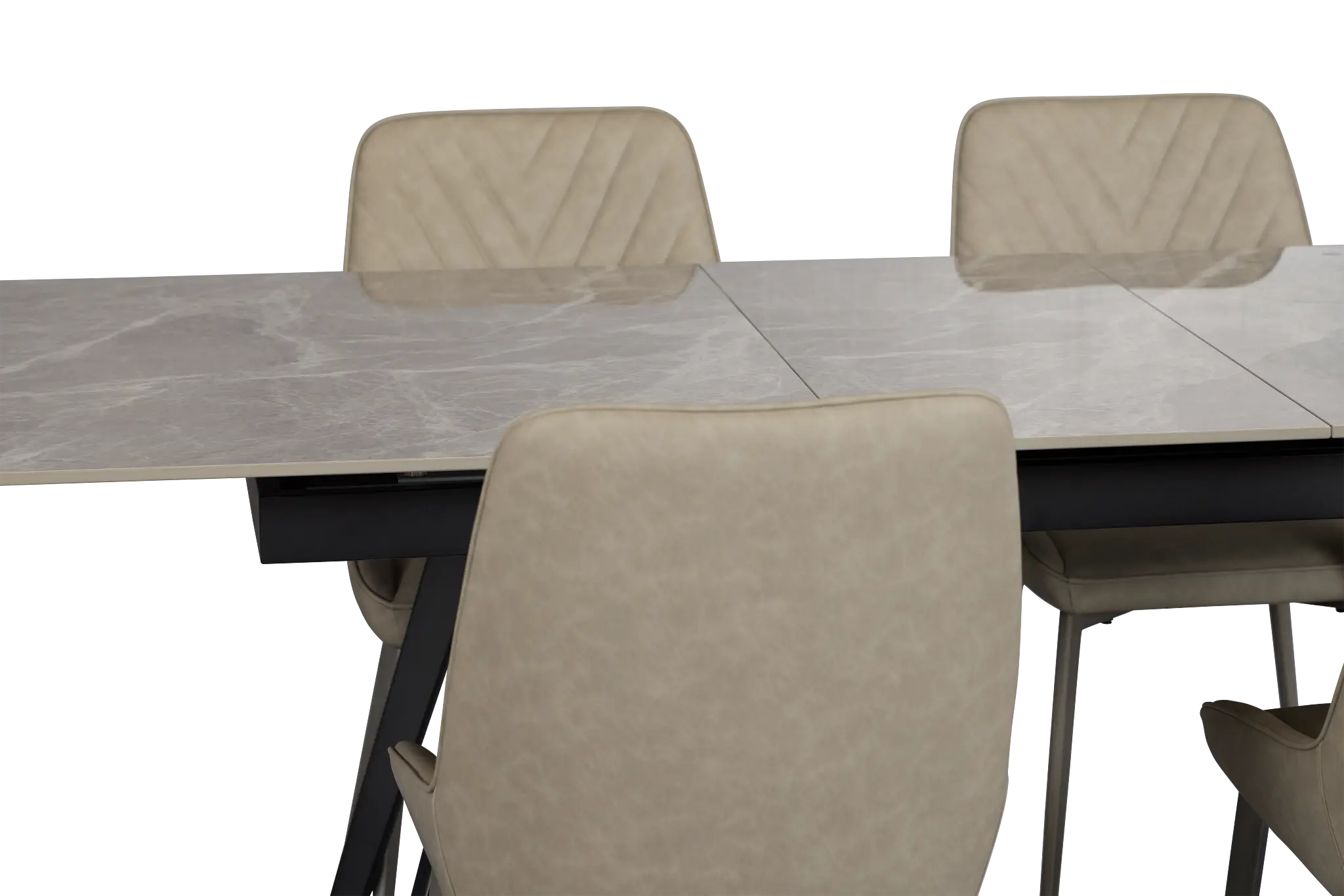 Maricopa Gray Extension Table & 4 Light Gray Upolstered Chairs Maricopa Gray Extension Table & 4 Light Gray Upolstered Chairs