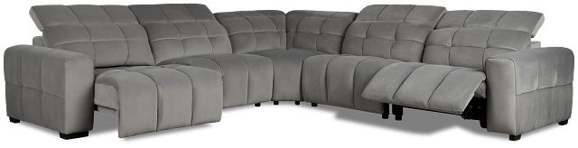 Gemma Light Gray Velvet Small Left Chaise Power Reclining Sectional
