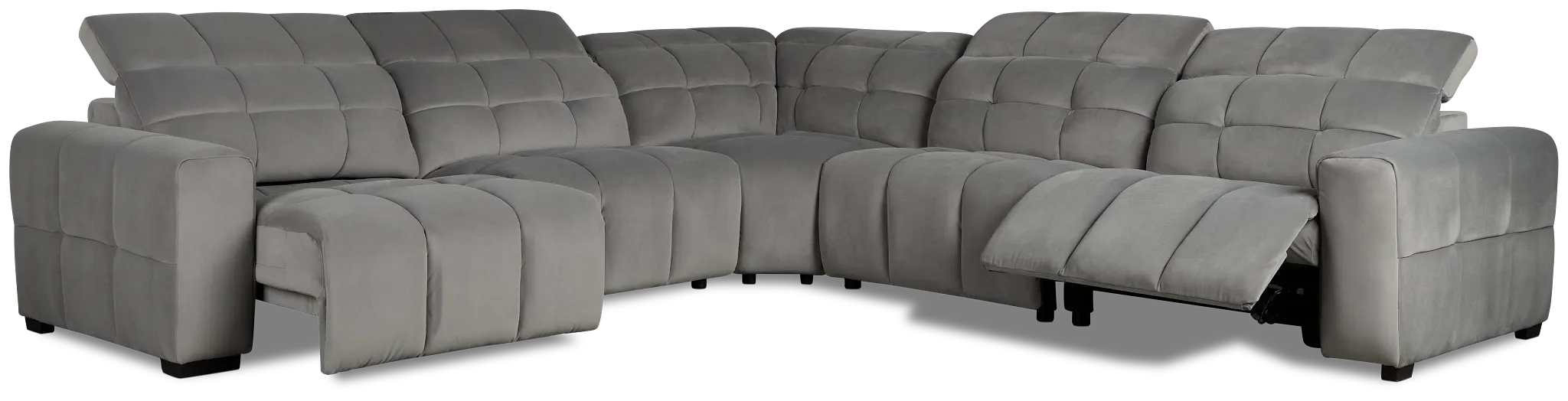 Gemma Light Gray Velvet Small Left Chaise Power Reclining Sectional