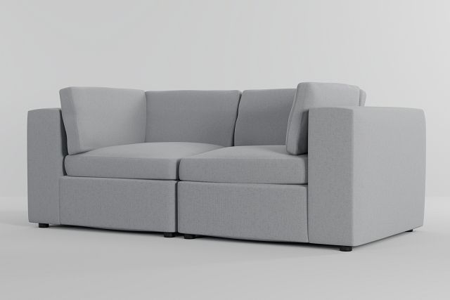 Destin Delray Light Gray Fabric 2 Piece Modular Sofa