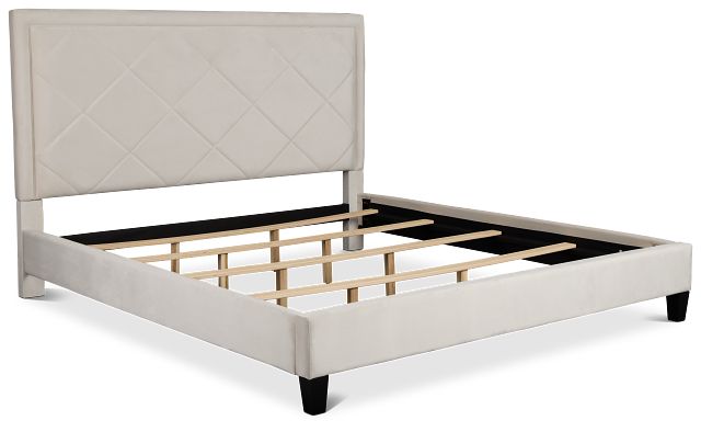 Collin Beige Velvet Platform Bed