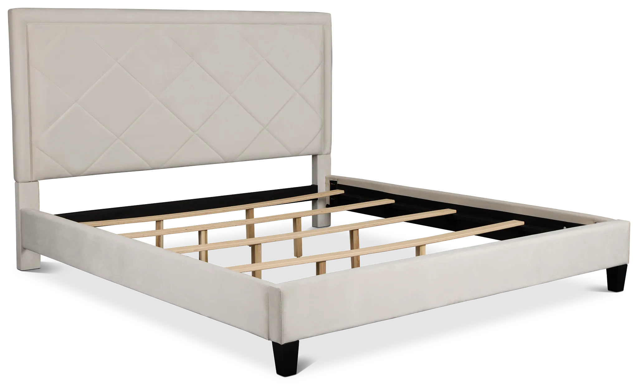 Collin Beige Velvet Platform Bed