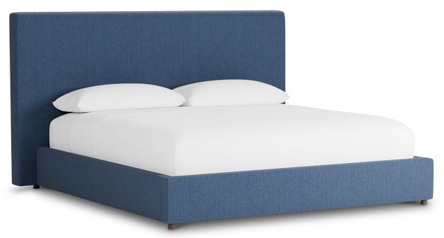 Grayton Revenue Dark Blue 54" Upholstered Platform Bed