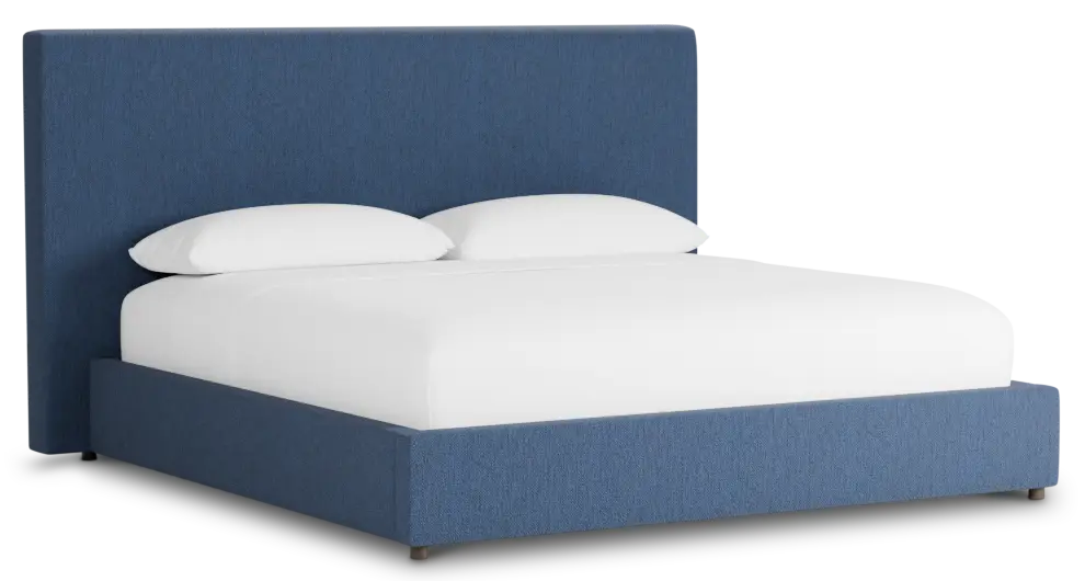 Grayton Revenue Dark Blue 54" Upholstered Platform Bed Grayton Revenue Dark Blue 54" Upholstered Platform Bed