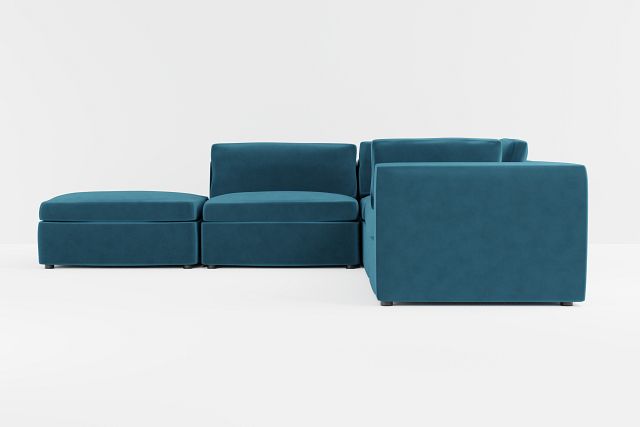 Destin Joya Teal Velvet 5pc Bumper Sectional