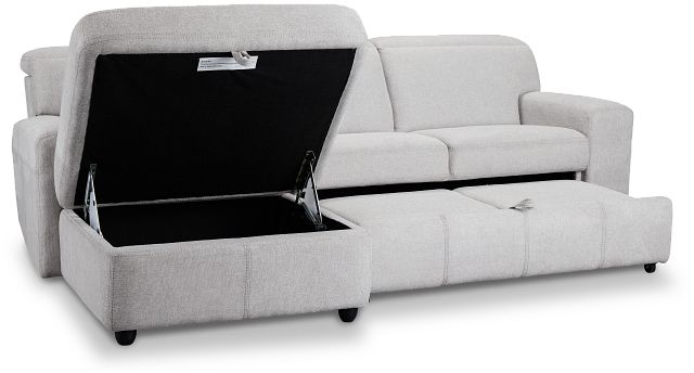 Callum Light Gray Storage Small Left Power Chaise Sleeper Sectional