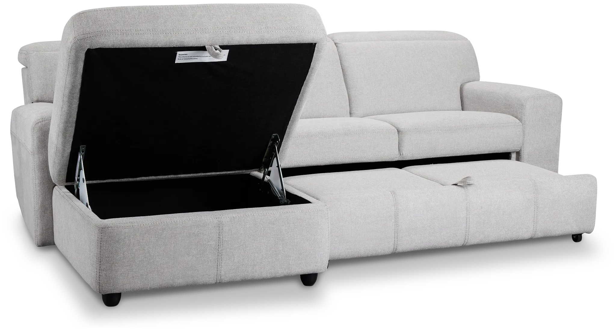 Callum Light Gray Storage Small Left Power Chaise Sleeper Sectional