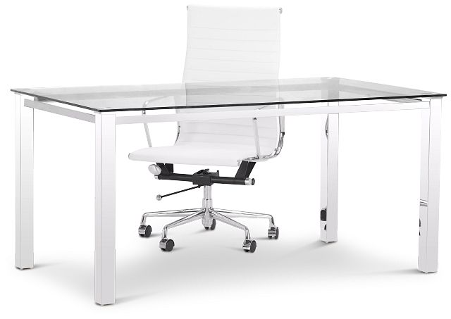 glass desk with chair