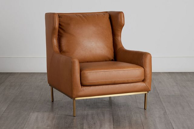 Cassian Brown Leather Accent Chair