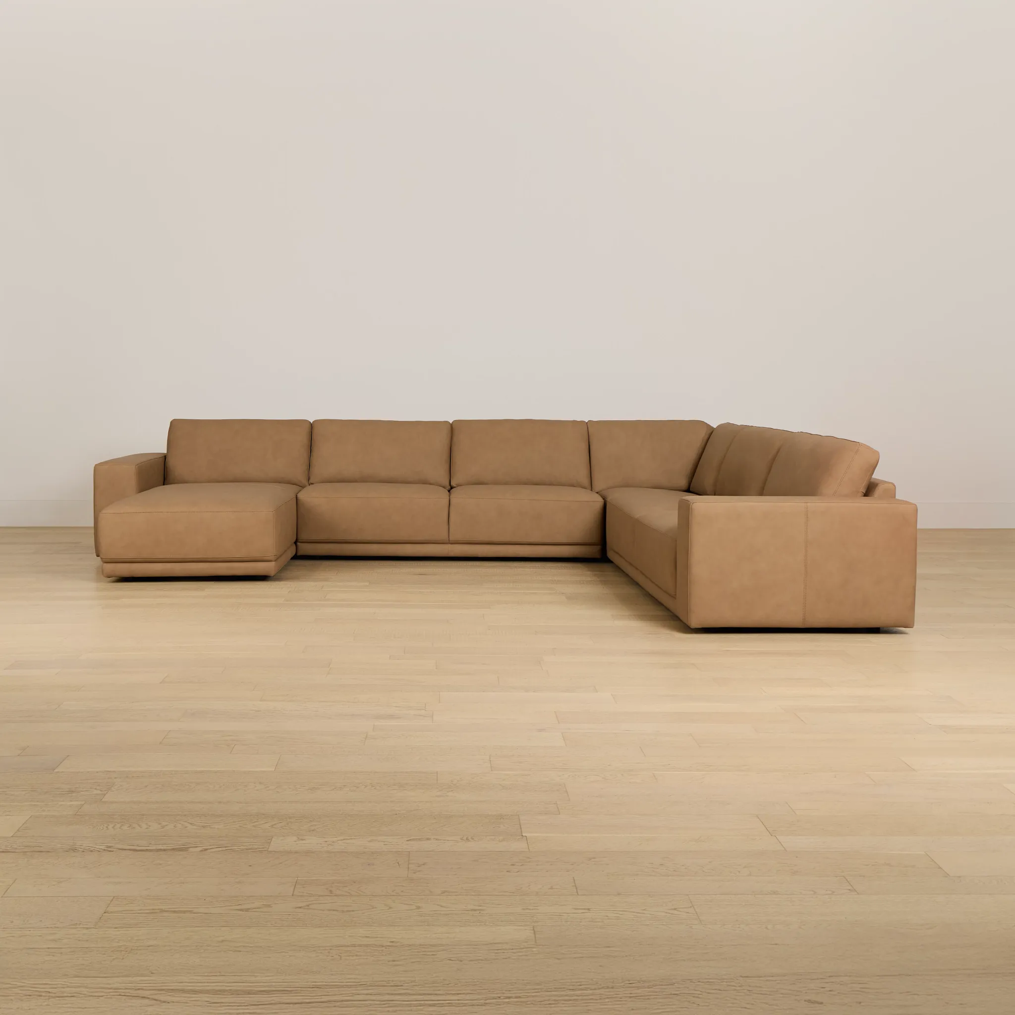 Kellan Light Brown Leather Medium Left Chaise Sectional