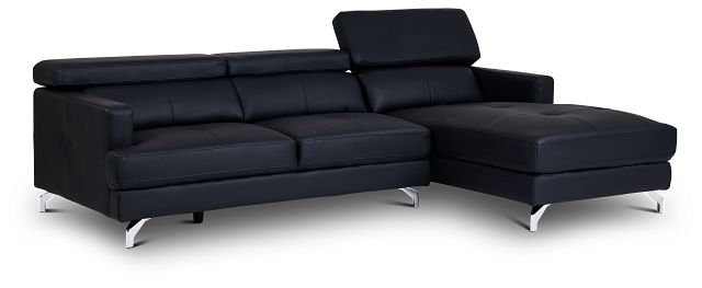 Marquez Black Micro Right Chaise Sectional (3)