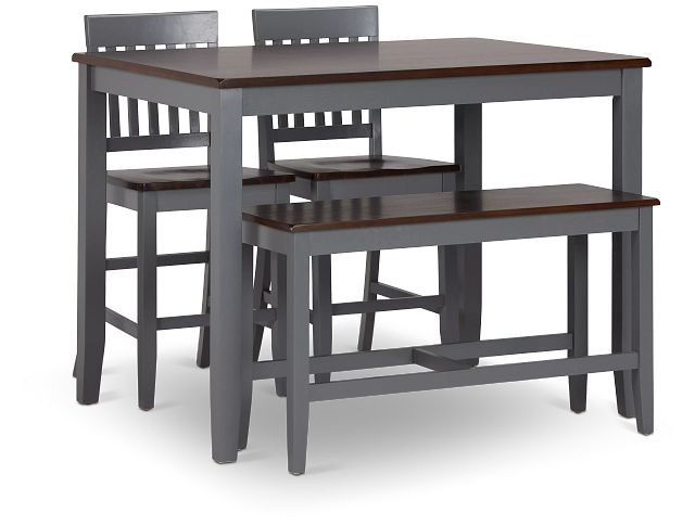 Santos Gray Two-tone High Table, 2 Barstools & High Bench