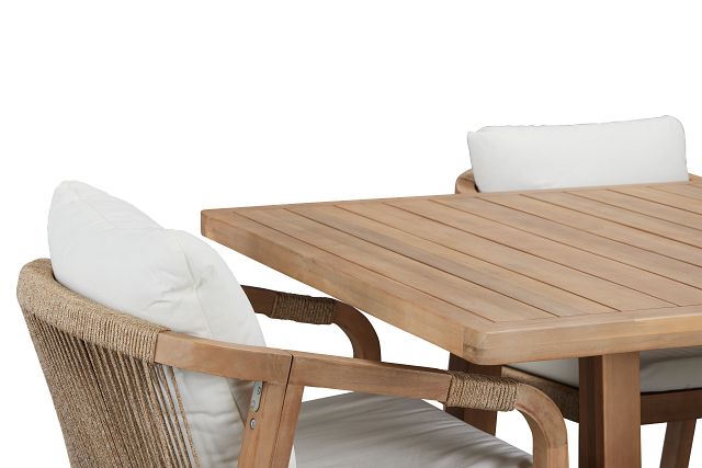 Laguna Light Tone 66" Rectangular Table & 4 White Cushioned Chairs