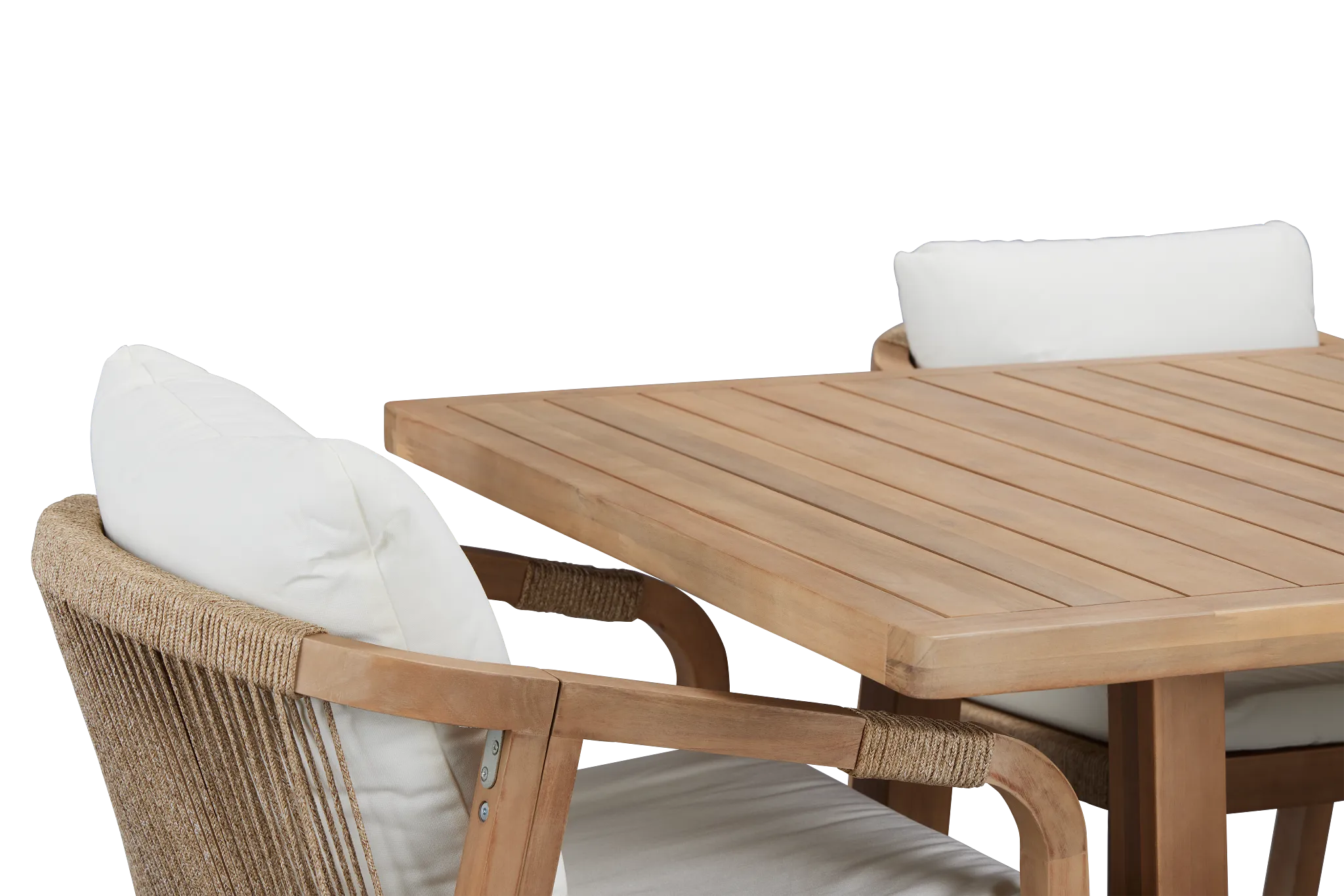 Laguna Light Tone 66" Rectangular Table & 4 White Cushioned Chairs