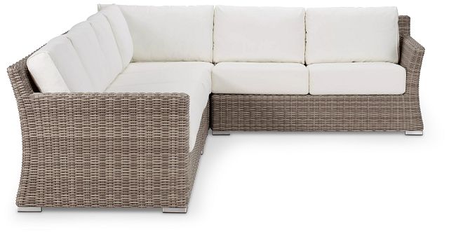 Raleigh White Woven Large Two-arm Sectional