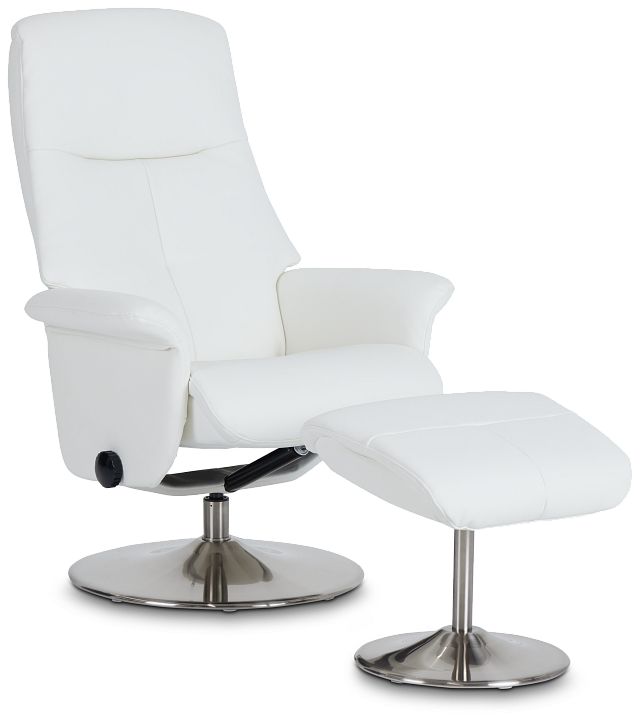 Evans White Micro Recliner & Ottoman